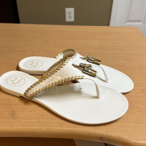 Jack Rogers white jelly flip-flop gold whip stitch 9 - Picture 15 of 15